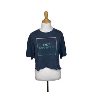 O'Neill Premium Tee Blue Grey T shirt Cropped Square Logo. Size XL